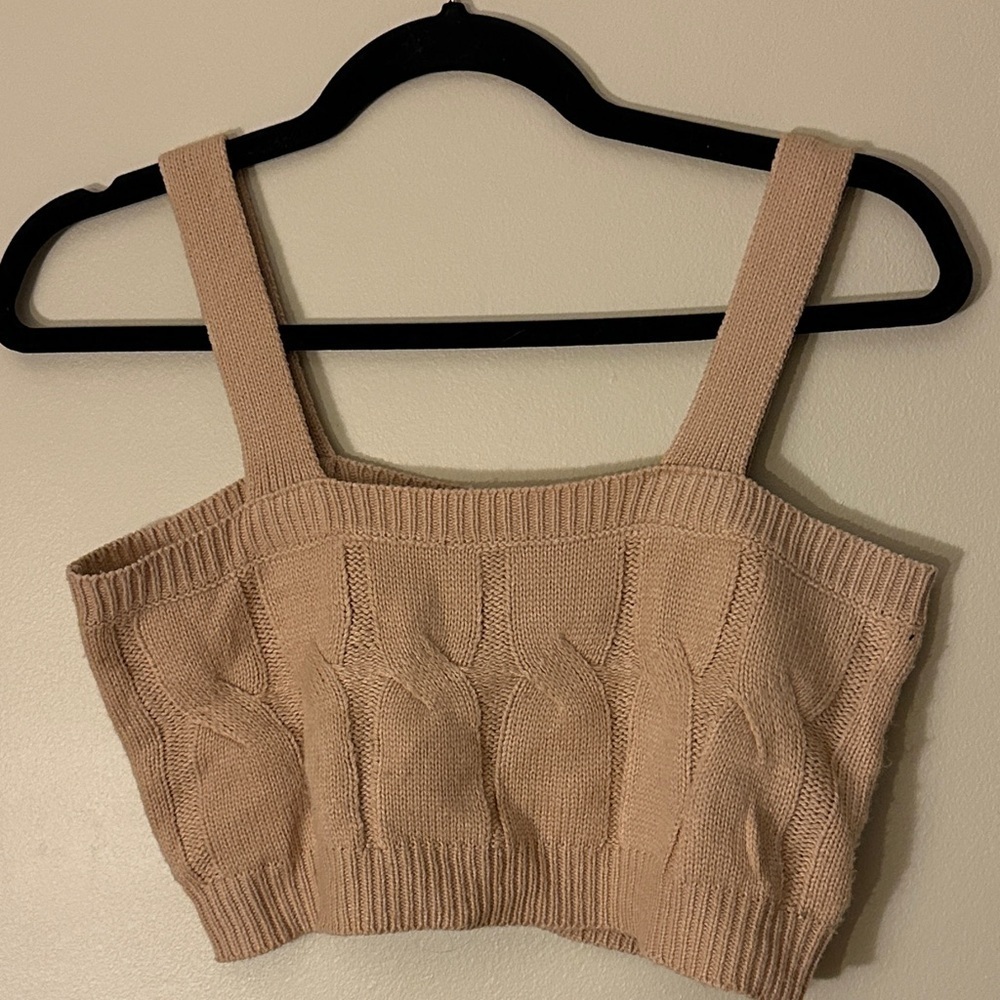 Nasty Gal Tan Knit Crop Top